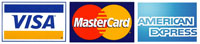 Credit Card Payment options: Visa, Mastercard, Amex